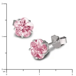 SilberDream Ohrringe Blume 6mm Zirkonia rosa Silber Ohrstecker SDO736A