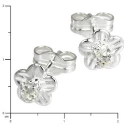 SilberDream Ohrringe Blume Zirkonia weiß 925 Silber Ohrstecker SDO543W