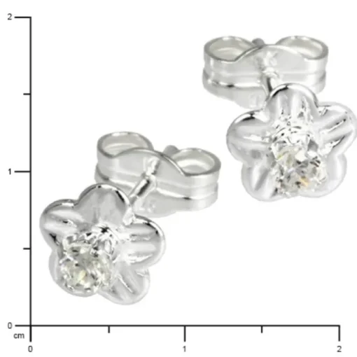 SilberDream Ohrringe Blume Zirkonia weiß 925 Silber Ohrstecker SDO543W