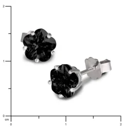 SilberDream Ohrringe Blume 6mm Zirkonia schwarz Silber Ohrstecker SDO736S