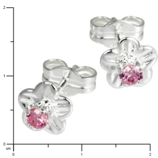 SilberDream Ohrringe Blume Zirkonia rosa 925 Silber Ohrstecker SDO543A