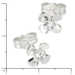 SilberDream Ohrringe Blume weiß 925 Silber Ohrstecker SDO508W
