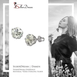 SilberDream Ohrringe Blume Zirkonia weiß 925 Silber Ohrstecker SDO738W