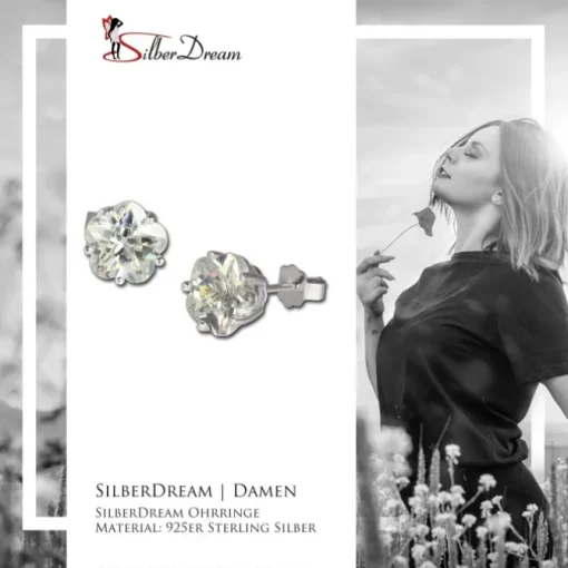 SilberDream Ohrringe Blume Zirkonia weiß 925 Silber Ohrstecker SDO738W