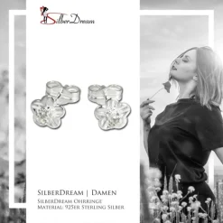 SilberDream Ohrringe Blume Zirkonia weiß 925 Silber Ohrstecker SDO543W