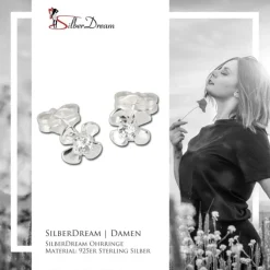 SilberDream Ohrringe Blume weiß 925 Silber Ohrstecker SDO508W