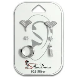 SilberDream Ohrringe 3er Set Ginkgo, Zirkonia, Creole Zirkonia 925er SDS612WJ