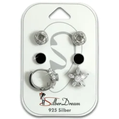 SilberDream Ohrringe 3er Set Knoten, Rund, Creole Blume 925er Silber SDS602WS