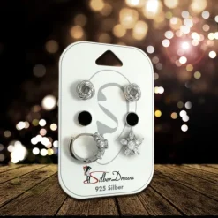 SilberDream Ohrringe 3er Set Knoten, Rund, Creole Blume 925er Silber SDS602WS