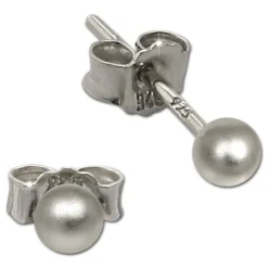 SilberDream Ohrringe Kugel matt 925 Sterling Silber Ohrstecker SDO597J3M