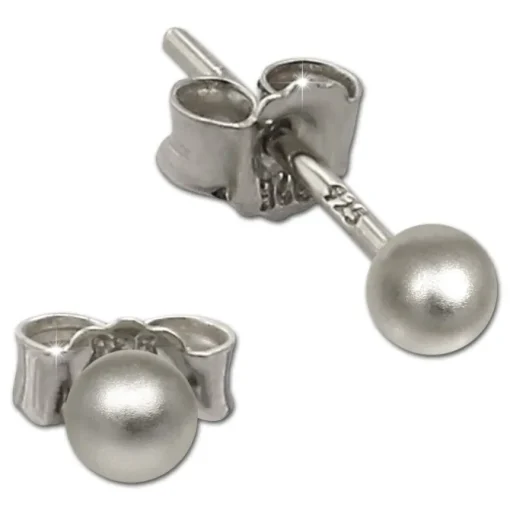 SilberDream Ohrringe Kugel matt 925 Sterling Silber Ohrstecker SDO597J3M