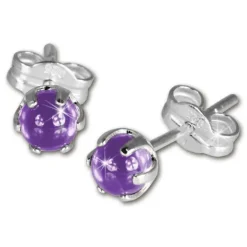 SilberDream Ohrringe Kugel lila 925 Sterling Silber Ohrstecker SDO533V