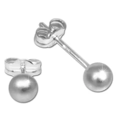 SilberDream Ohrringe Kugel 4mm matt 925er Silber Ohrstecker SDO5544