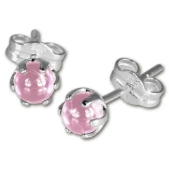 SilberDream Ohrringe Kugel rosa 925 Sterling Silber Ohrstecker SDO533A
