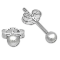 SilberDream Ohrringe Kugel 3mm matt 925er Silber Ohrstecker SDO5543