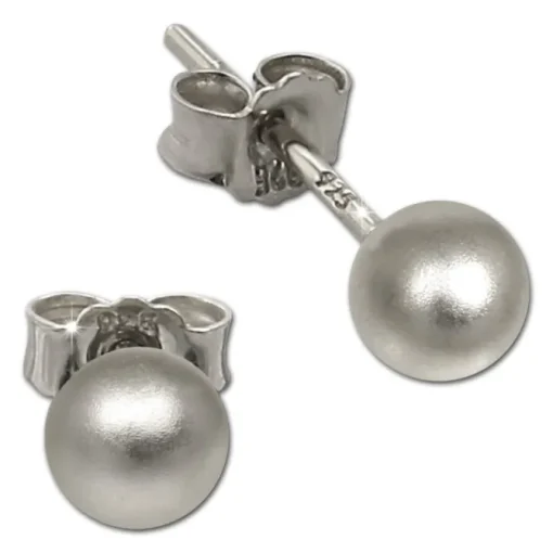 SilberDream Ohrringe Kugel matt 925 Sterling Silber Ohrstecker SDO597J5M