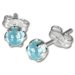 SilberDream Ohrringe Kugel hellblau 925 Silber Ohrstecker SDO533H