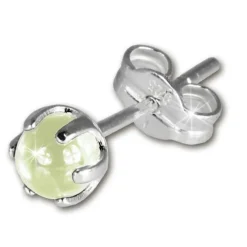 SilberDream Ohrringe Kugel hellgrün 925 Silber Ohrstecker SDO533L