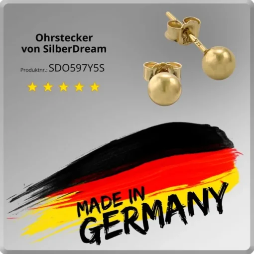 SilberDream Ohrringe Kugel 925 Sterling Silber gold Ohrstecker SDO597Y5S