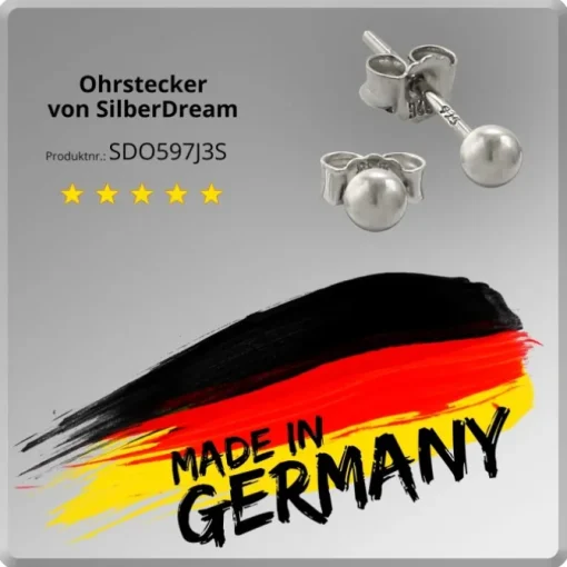 SilberDream Ohrringe Kugel 925 Sterling Silber Ohrstecker SDO597J3S