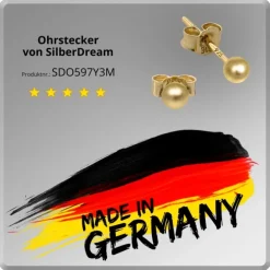 SilberDream Ohrringe Kugel matt 925 Silber vergoldet Ohrstecker SDO597Y3M