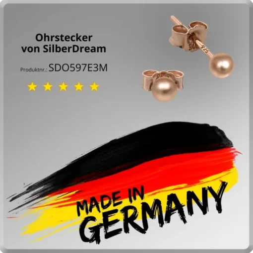 SilberDream Ohrringe Kugel matt 925 Silber rosevergoldet Ohrstecker SDO597E3M