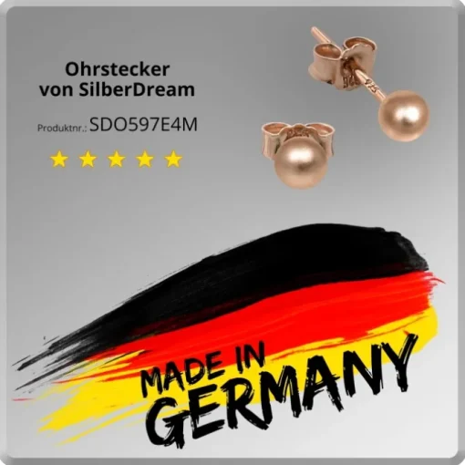 SilberDream Ohrringe Kugel matt 925 Silber rosevergoldet Ohrstecker SDO597E4M