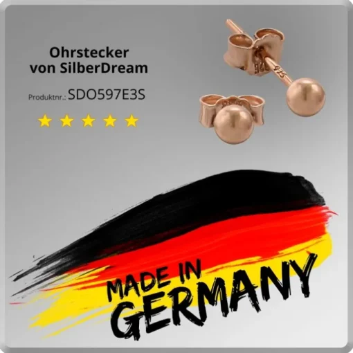 SilberDream Ohrringe Kugel 925 Sterling Silber rose Ohrstecker SDO597E3S