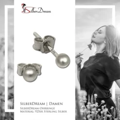 SilberDream Ohrringe Kugel matt 925 Sterling Silber Ohrstecker SDO597J3M
