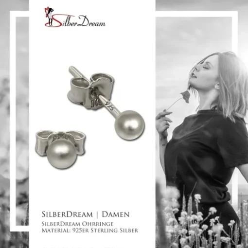 SilberDream Ohrringe Kugel matt 925 Sterling Silber Ohrstecker SDO597J3M