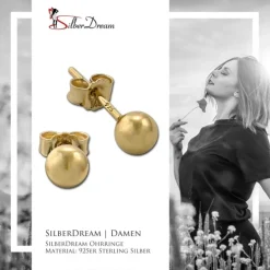 SilberDream Ohrringe Kugel 925 Sterling Silber gold Ohrstecker SDO597Y5S