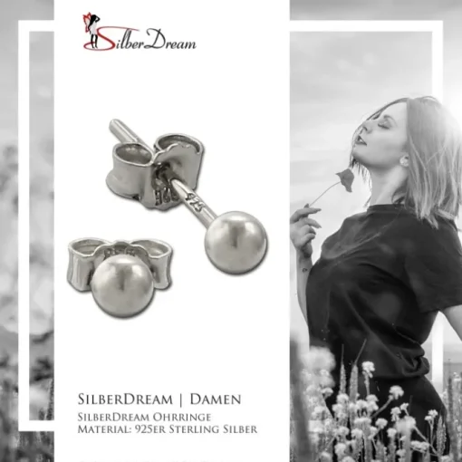 SilberDream Ohrringe Kugel 925 Sterling Silber Ohrstecker SDO597J3S