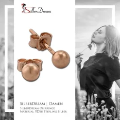 SilberDream Ohrringe Kugel 925 Sterling Silber rose Ohrstecker SDO597E4S