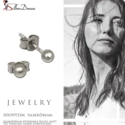 SilberDream Ohrringe Kugel matt 925 Sterling Silber Ohrstecker SDO597J3M