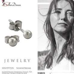 SilberDream Ohrringe Kugel 925 Sterling Silber Ohrstecker SDO597J3S