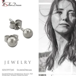 SilberDream Ohrringe Kugel 925 Sterling Silber Ohrstecker SDO597J4S
