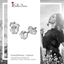 SilberDream Ohrringe Kugel weiß 925 Silber Ohrstecker SDO533W
