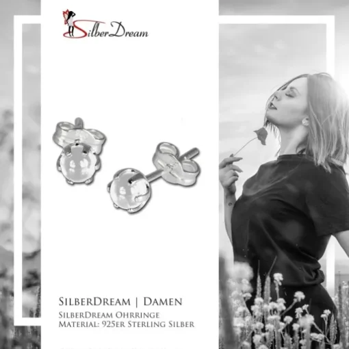 SilberDream Ohrringe Kugel weiß 925 Silber Ohrstecker SDO533W