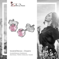 SilberDream Ohrringe Kugel rosa 925 Sterling Silber Ohrstecker SDO533A