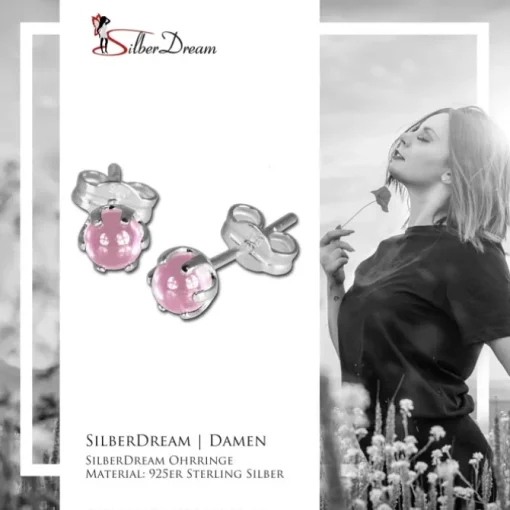 SilberDream Ohrringe Kugel rosa 925 Sterling Silber Ohrstecker SDO533A