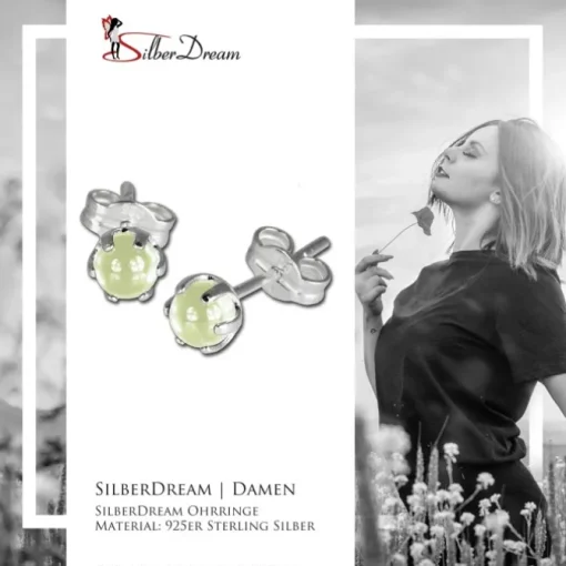 SilberDream Ohrringe Kugel hellgrün 925 Silber Ohrstecker SDO533L