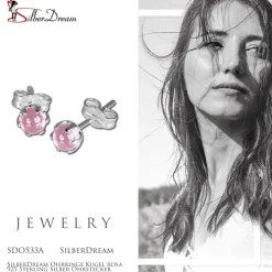 SilberDream Ohrringe Kugel rosa 925 Sterling Silber Ohrstecker SDO533A