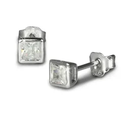 SilberDream Ohrringe Quadrat Zirkonia weiß Silber Ohrstecker SDO704W