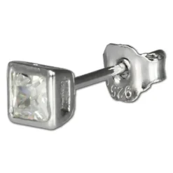 SilberDream Ohrringe Quadrat Zirkonia weiß Silber Ohrstecker SDO704W