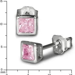 SilberDream Ohrringe Quadrat Zirkonia rosa Silber Ohrstecker SDO704A