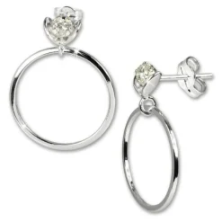 SilberDream Ohrringe Ring mit Blüte weiß 925 Silber SDO526W