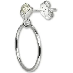 SilberDream Ohrringe Ring mit Blüte weiß 925 Silber SDO526W