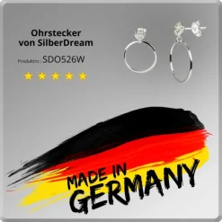 SilberDream Ohrringe Ring mit Blüte weiß 925 Silber SDO526W