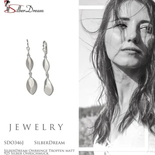 SilberDream Ohrringe Tropfen matt 925 Silber Ohrschmuck SDO346J