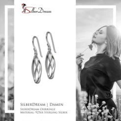 SilberDream Ohrringe verschlungenes Oval 925 Silber Ohrhänger SDO8803